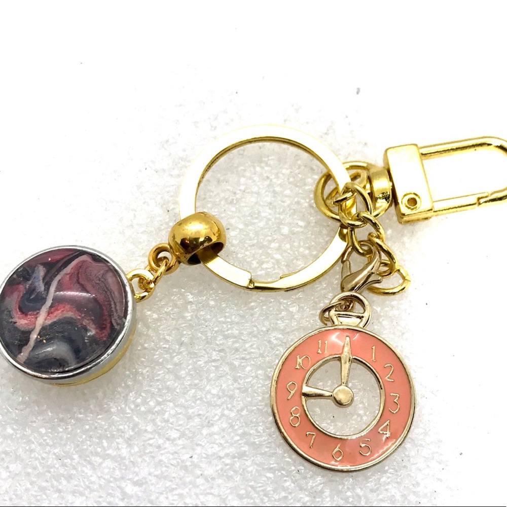 Handmade 20mm snap Keychain ring with charms